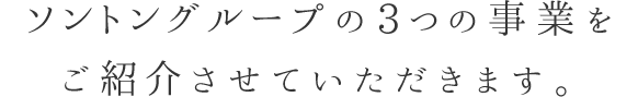 ソントングループの3つの事業を ご紹介させていただきます。